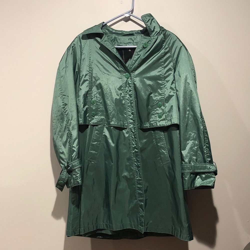 Ashton Cove Vintage Green Lightweight Mid Length Trench Coat